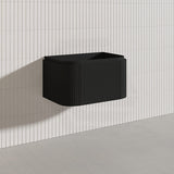 Lukka 600-1800mm Estella Matt White/Black Modern Wall Hung Fluted PVC Vanity With Soft Closing Side Drawers Curve Edge