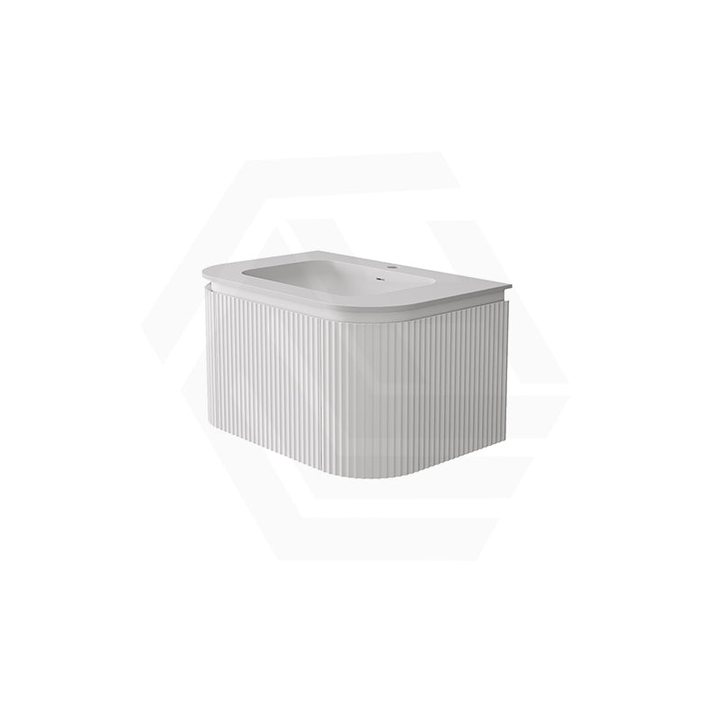 Lukka 600-1800mm Estella Matt White/Black Modern Wall Hung Fluted PVC Vanity With Soft Closing Side Drawers Curve Edge