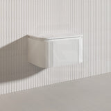 Lukka 600-1800mm Estella Matt White/Black Modern Wall Hung Fluted PVC Vanity With Soft Closing Side Drawers Curve Edge