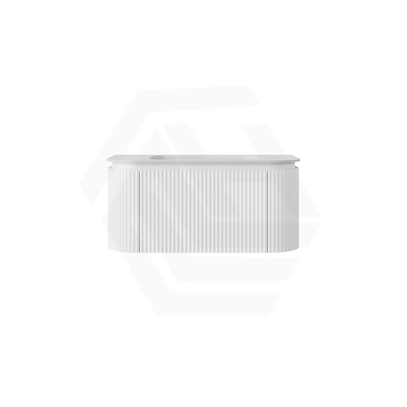 Lukka 600-1800mm Estella Matt White/Black Modern Wall Hung Fluted PVC Vanity With Soft Closing Side Drawers Curve Edge