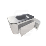 Lukka 600-1800mm Estella Matt White/Black Modern Wall Hung Fluted PVC Vanity With Soft Closing Side Drawers Curve Edge