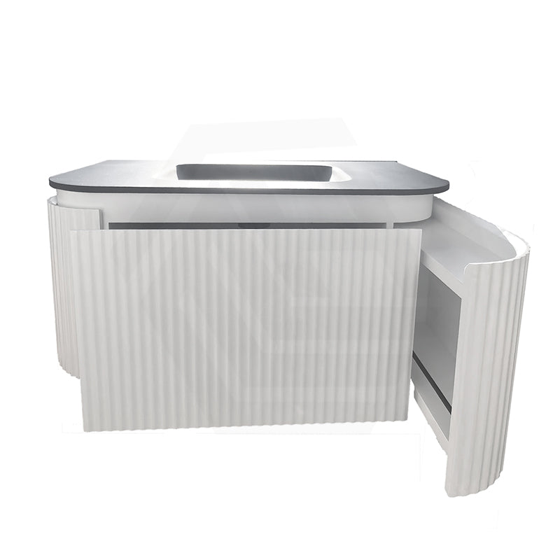 Lukka 600-1800mm Estella Matt White/Black Modern Wall Hung Fluted PVC Vanity With Soft Closing Side Drawers Curve Edge