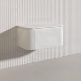 Lukka 600-1800mm Estella Matt White/Black Modern Wall Hung Fluted PVC Vanity With Soft Closing Side Drawers Curve Edge