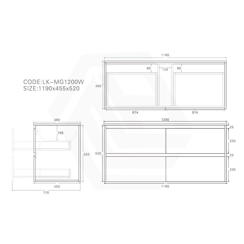 Lukka Gladstone Modern 1200mm Wall Hung Vanity Plywood Cabinet Variant Colour Available