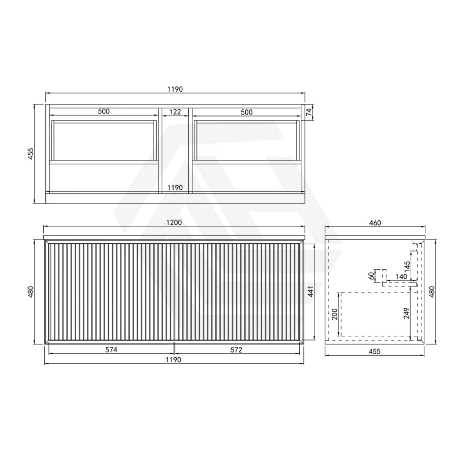 600-1500Mm Kirribilli Wall Hung Bathroom Vanity Matt White Pvc Board Cabinet Only&Ceramic Top