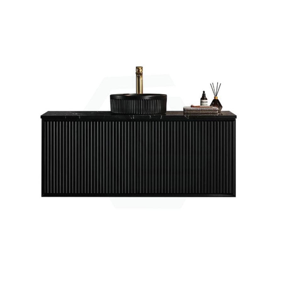 600-1500mm Lukka Kliff Wall Hung Bathroom Fluted Vanity Matt White/Black PVC Board Cabinet ONLY & Stone Top Available