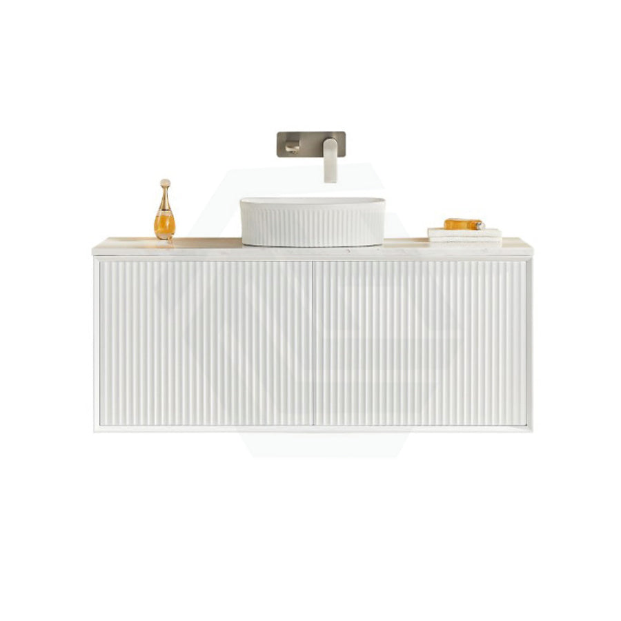 600-1500Mm Kirribilli Wall Hung Bathroom Vanity Matt White Pvc Board Cabinet Only & Ceramic Top