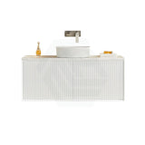 600-1500mm Lukka Kliff Wall Hung Bathroom Fluted Vanity Matt White/Black PVC Board Cabinet ONLY & Stone Top Available