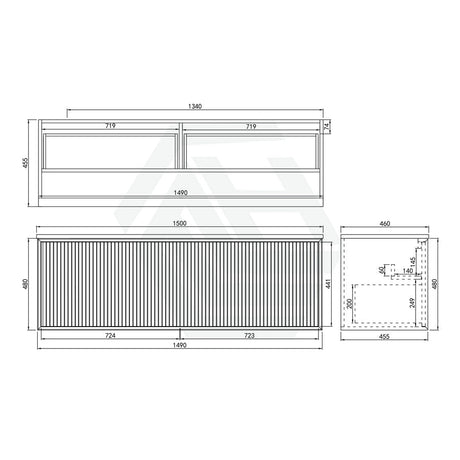 600-1500Mm Kirribilli Wall Hung Bathroom Vanity Matt White Pvc Board Cabinet Only&Ceramic Top