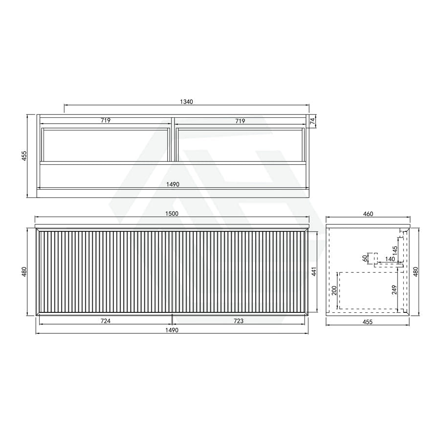 600-1500Mm Kirribilli Wall Hung Bathroom Vanity Matt White Pvc Board Cabinet Only&Ceramic Top