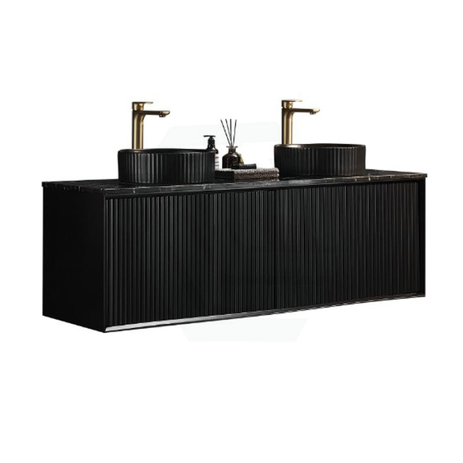 600-1500mm Lukka Kliff Wall Hung Bathroom Fluted Vanity Matt White/Black PVC Board Cabinet ONLY & Stone Top Available