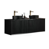 600-1500mm Lukka Kliff Wall Hung Bathroom Fluted Vanity Matt White/Black PVC Board Cabinet ONLY & Stone Top Available