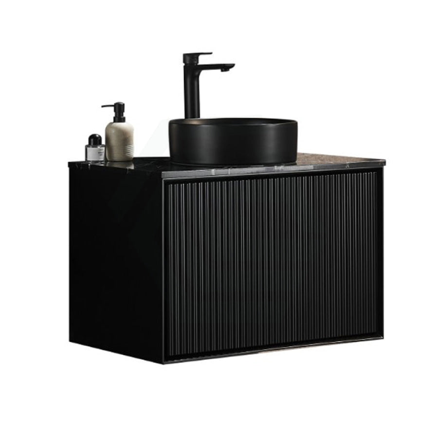 600-1500mm Lukka Kliff Wall Hung Bathroom Fluted Vanity Matt White/Black PVC Board Cabinet ONLY & Stone Top Available