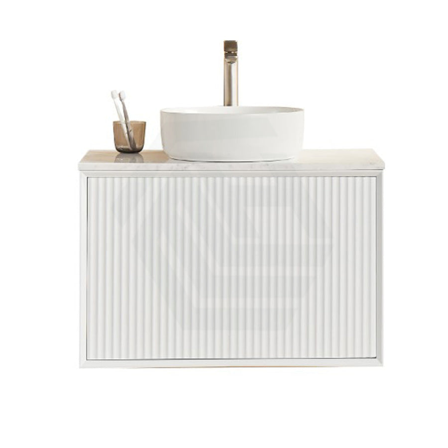 600-1500mm Lukka Kliff Wall Hung Bathroom Fluted Vanity Matt White/Black PVC Board Cabinet ONLY & Stone Top Available