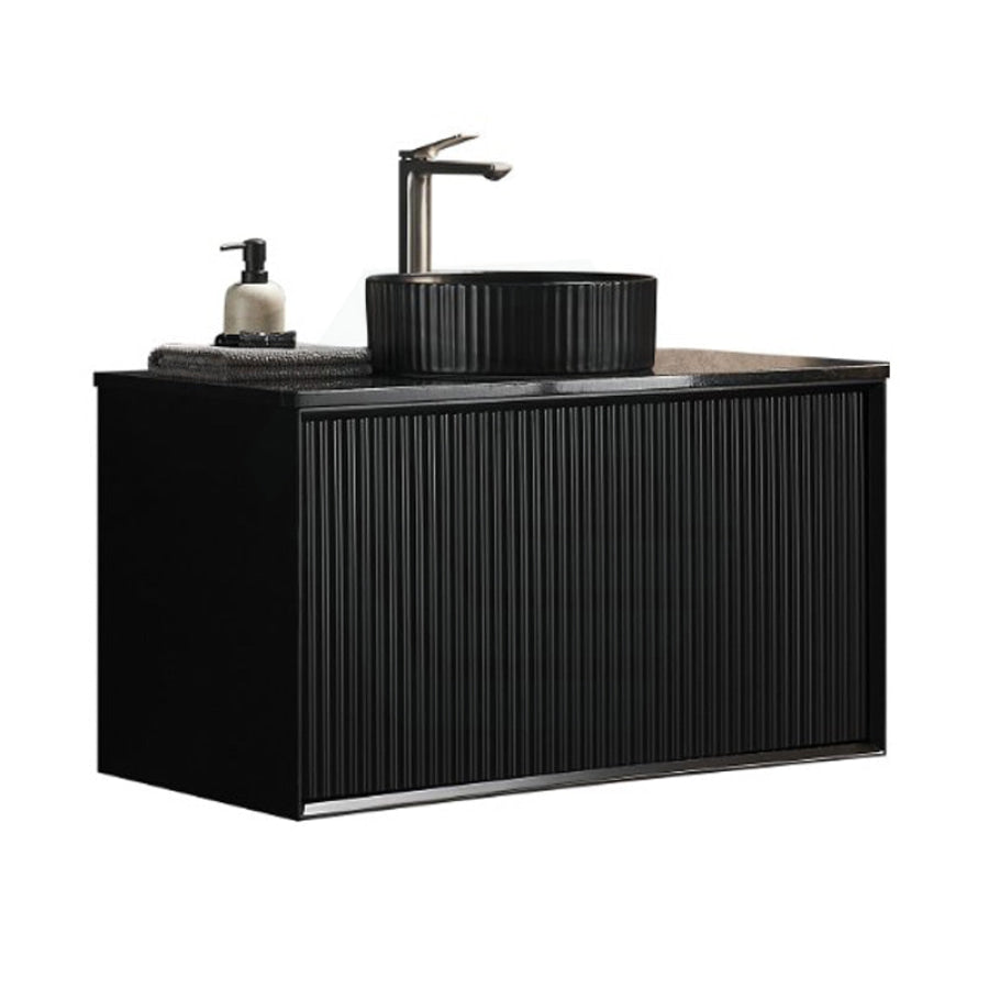 600-1500mm Lukka Kliff Wall Hung Bathroom Fluted Vanity Matt White/Black PVC Board Cabinet ONLY & Stone Top Available