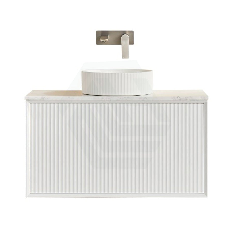 600-1500mm Lukka Kliff Wall Hung Bathroom Fluted Vanity Matt White/Black PVC Board Cabinet ONLY & Stone Top Available