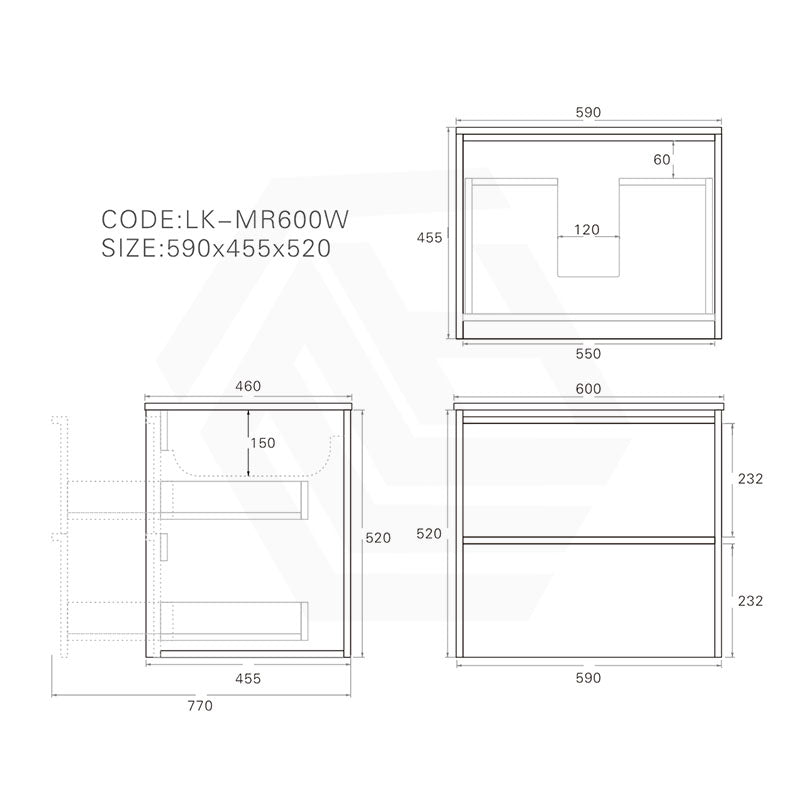 Lukka Ridgewood 600mm Modern Wall Hung Vanity Plywood Cabinet Variant Colour Available