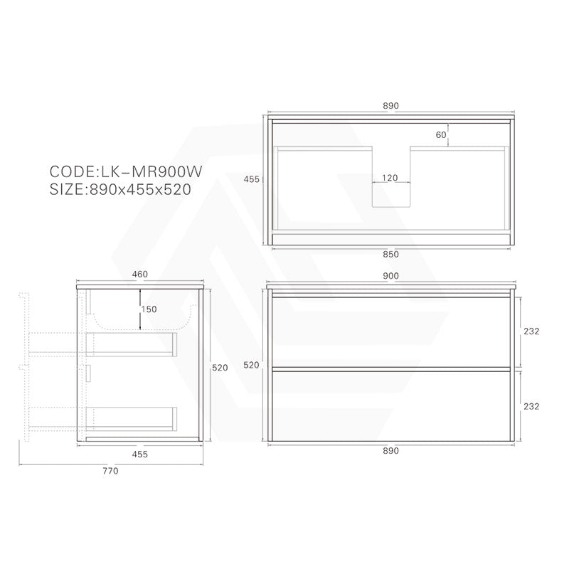 Lukka Ridgewood Modern 900mm Wall Hung Vanity Plywood Cabinet Variant Colour Available