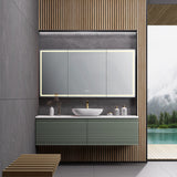600-1500mm Lukka Sedona Modern Fluted Wall Hung PVC Vanity Matt Olive Green