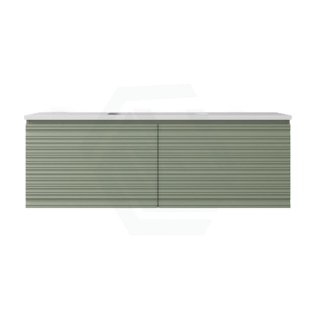 600-1500mm Lukka Sedona Modern Fluted Wall Hung PVC Vanity Matt Olive Green