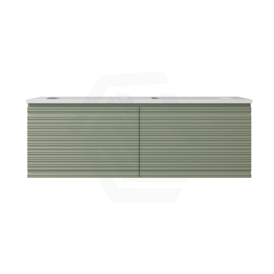 600-1500mm Lukka Sedona Modern Fluted Wall Hung PVC Vanity Matt Olive Green
