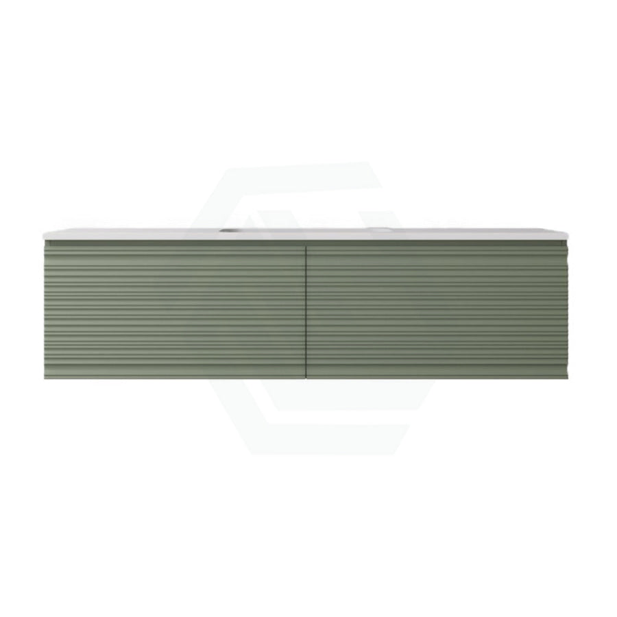 600-1500mm Lukka Sedona Modern Fluted Wall Hung PVC Vanity Matt Olive Green