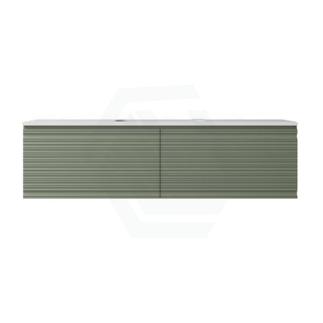 600-1500mm Lukka Sedona Modern Fluted Wall Hung PVC Vanity Matt Olive Green
