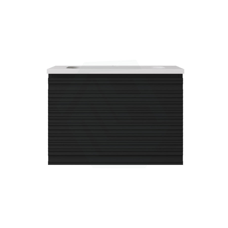 600-1500mm Lukka Sedona Modern Fluted Wall Hung PVC Vanity Matt Black