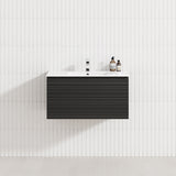 600-1500mm Lukka Sedona Modern Fluted Wall Hung PVC Vanity Matt Black