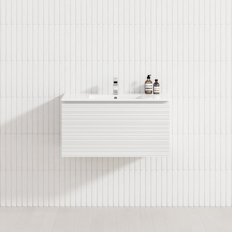 600-1500mm Lukka Sedona Modern Fluted Wall-Hung PVC Vanity in Matt White