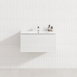 600-1500mm Lukka Sedona Modern Fluted Wall Hung PVC Vanity Matt White