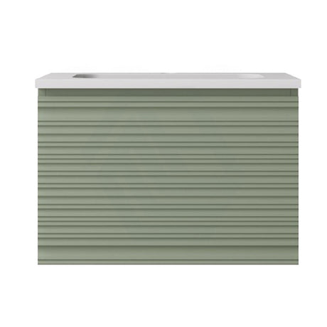 600-1500mm Lukka Sedona Modern Fluted Wall Hung PVC Vanity Matt Olive Green