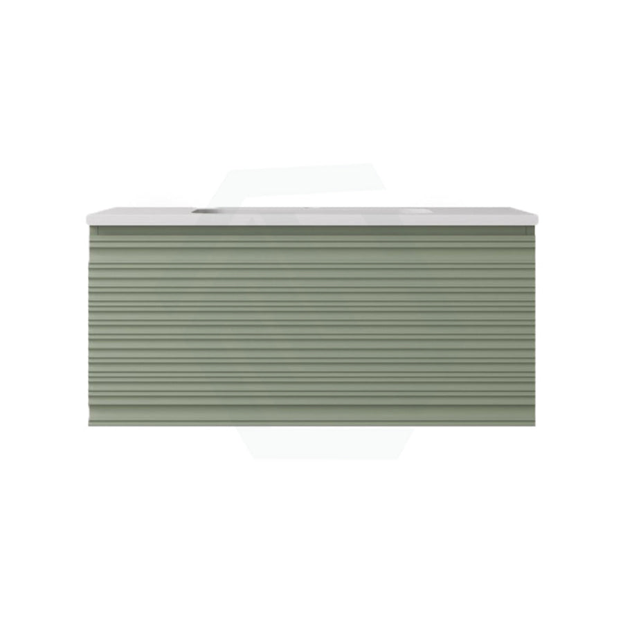 600-1500mm Lukka Sedona Modern Fluted Wall Hung PVC Vanity Matt Olive Green