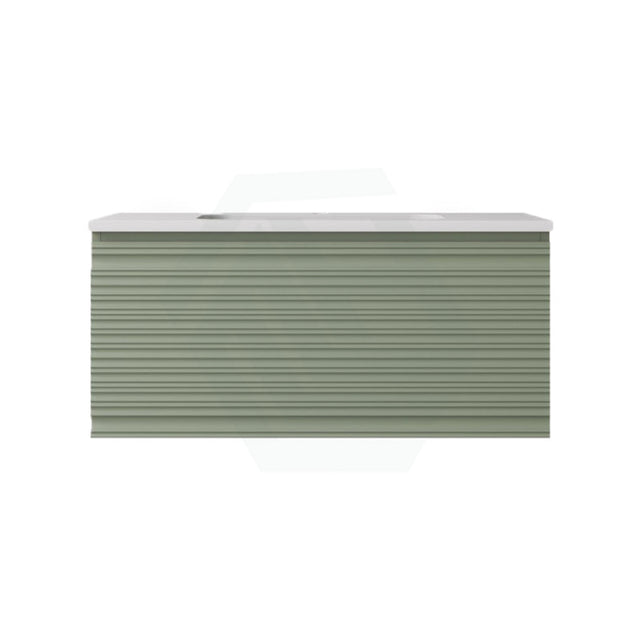 600-1500mm Lukka Sedona Modern Fluted Wall Hung PVC Vanity Matt Olive Green