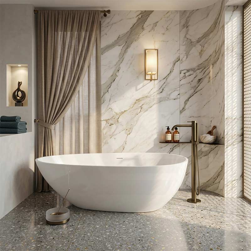 Lukka Nova Slim Freestanding Bathtub Acrylic with Overflow 1690mm - Variant Colour Available