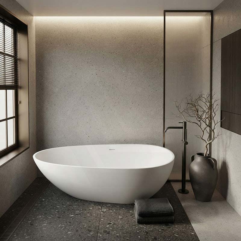 Lukka Nova Slim Freestanding Bathtub Acrylic with Overflow 1690mm - Variant Colour Available