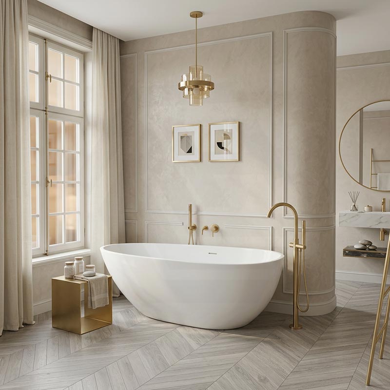 Lukka Nova Slim Freestanding Bathtub Acrylic with Overflow 1690mm - Variant Colour Available