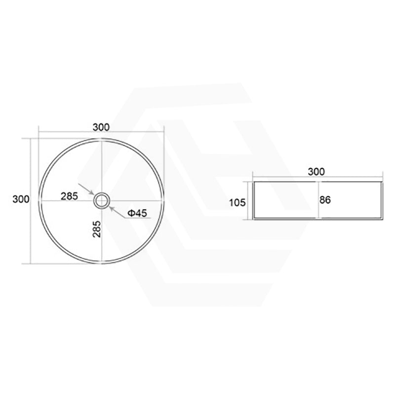 300/350/394mm Lukka Olley Round Above Counter Ceramic Basin Variant Colour Available