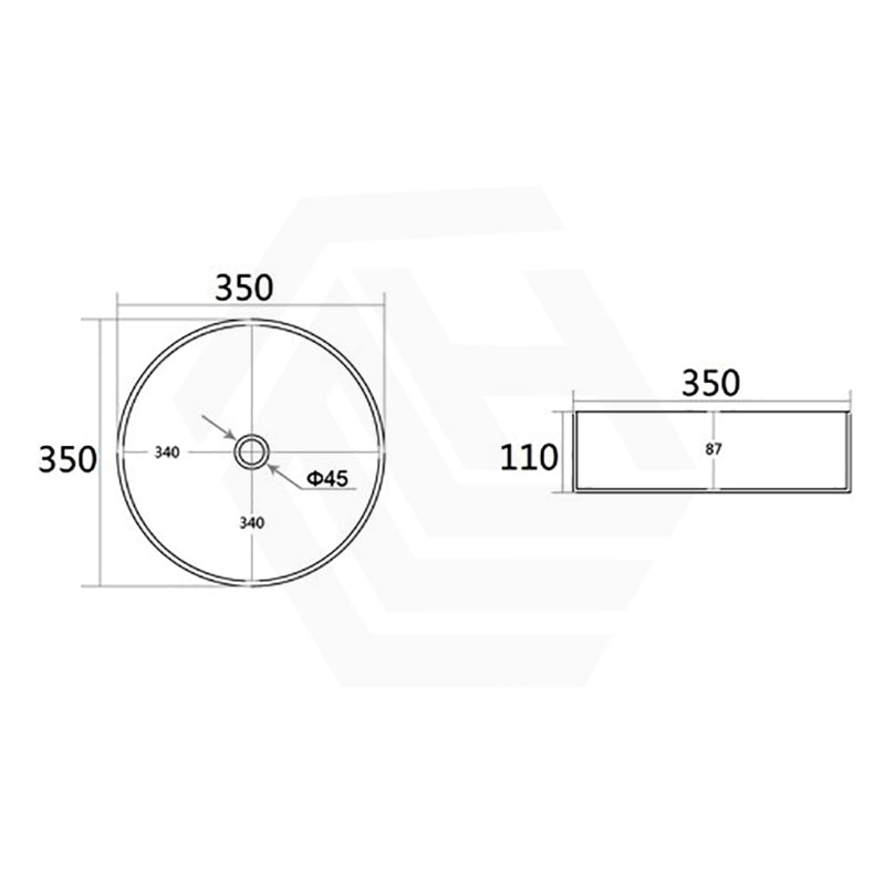 300/350/394mm Lukka Olley Round Above Counter Ceramic Basin Variant Colour Available