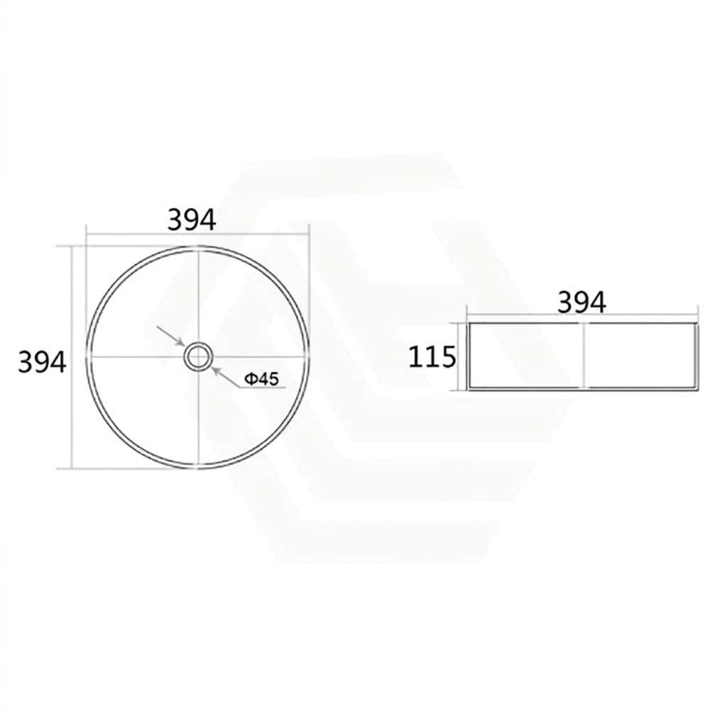 300/350/394mm Lukka Olley Round Above Counter Ceramic Basin Variant Colour Available
