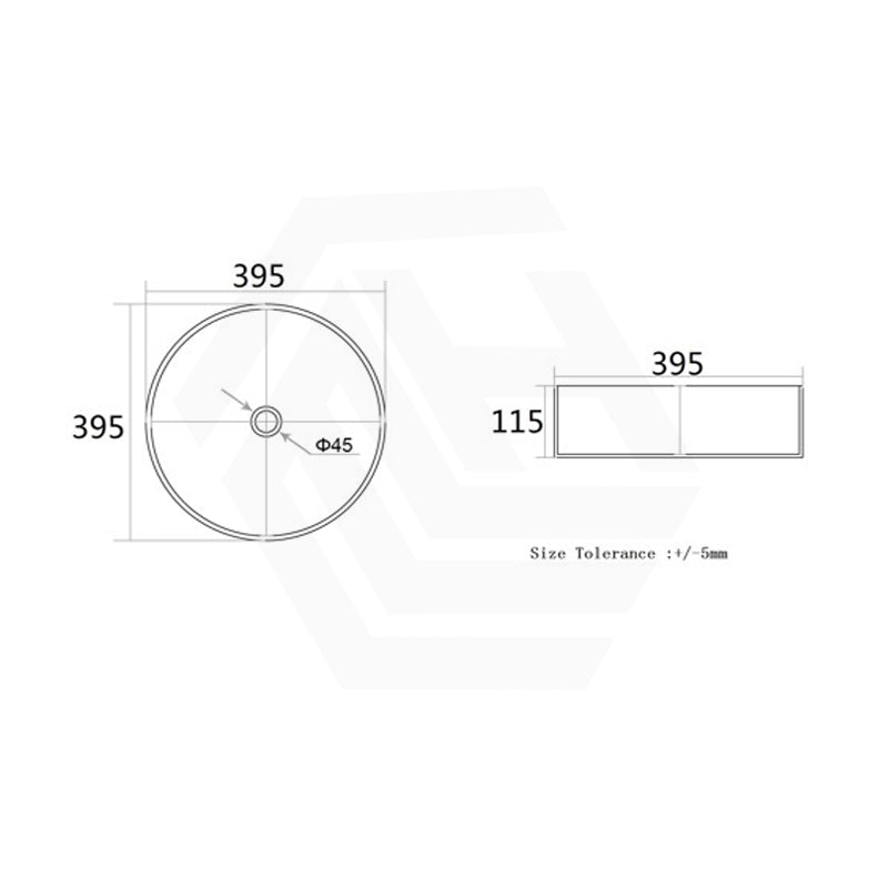 Lukka 395x395x115mm Round Matte Carrara White Ceramic Basin Above Counter