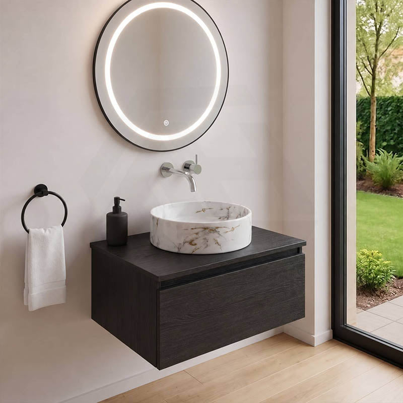 Lukka Round Ceramic Basin Above Counter 395x395x115mm - Matte Carrara White