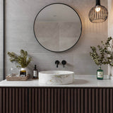 Lukka Round Ceramic Basin Above Counter 395x395x115mm - Matte Carrara White