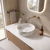 Lukka Round Ceramic Basin Above Counter 395x395x115mm - Matte Carrara White