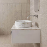 Lukka Round Ceramic Basin Above Counter 395x395x115mm - Matte Carrara White