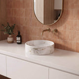 Lukka Round Ceramic Basin Above Counter 395x395x115mm - Matte Carrara White