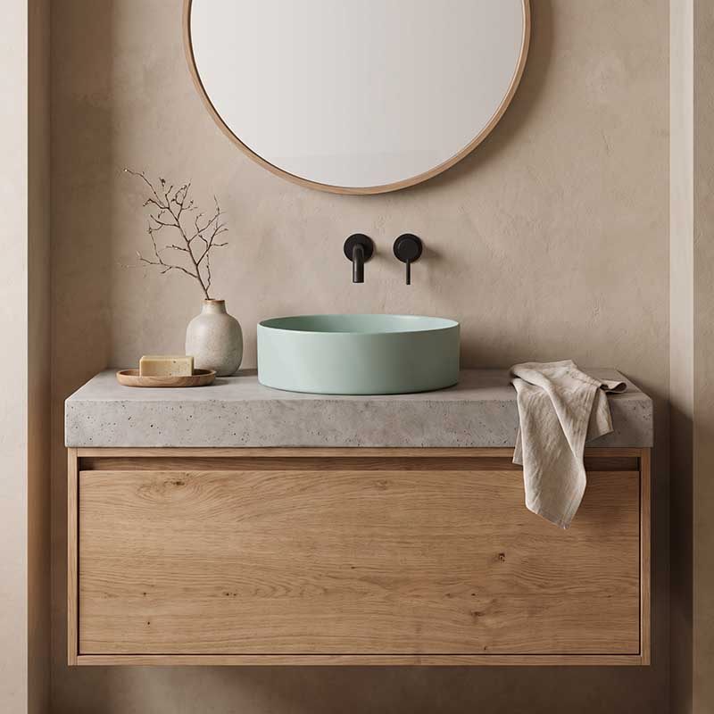 Lukka Olley Round Above Counter Ceramic Basin 300/350/394mm - 5 Colours Available