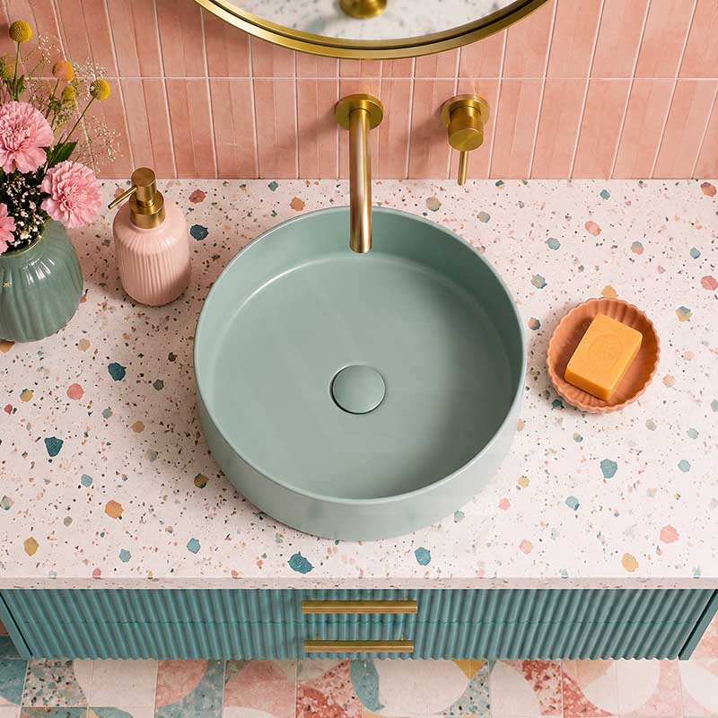 Lukka Olley Round Above Counter Ceramic Basin 300/350/394mm - 5 Colours Available