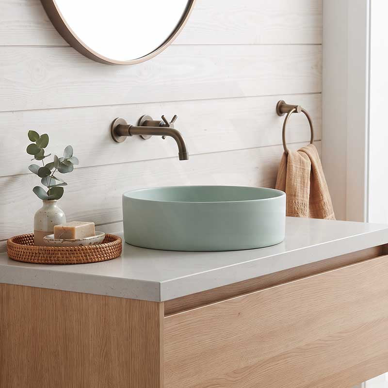 Lukka Olley Round Above Counter Ceramic Basin 300/350/394mm - 5 Colours Available