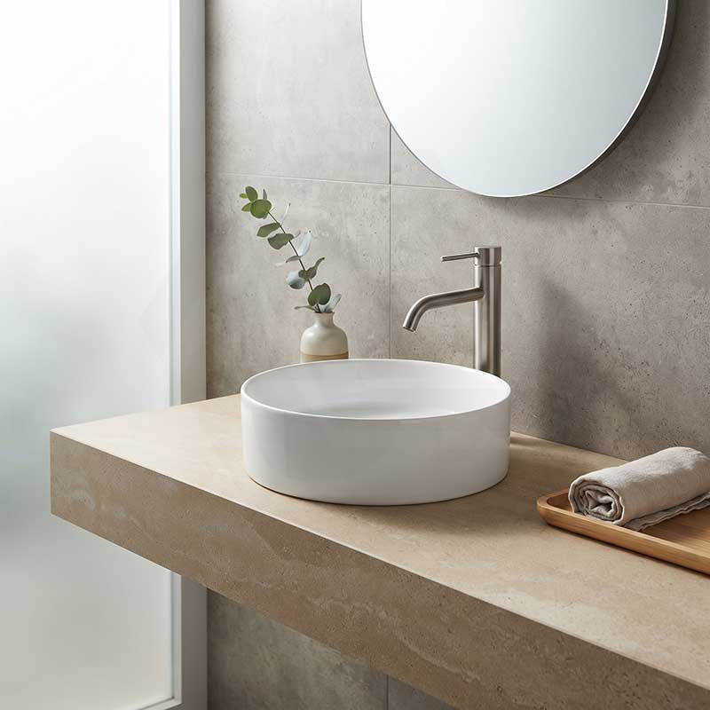 Lukka Olley Round Above Counter Ceramic Basin 300/350/394mm - 5 Colours Available